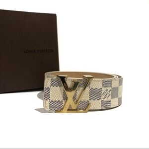 Authentic Louis Vuitton M9609 Initiales Damier Azur White & Blue 40mm Belt